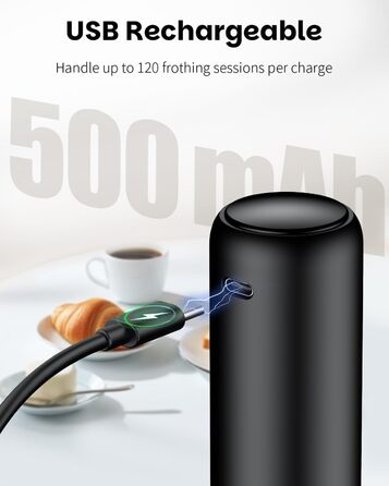 Електричний пінозмішувач для молока Pawfly: сталевий насадка, USB, для капучино, лате, матча, гарячого шоколаду