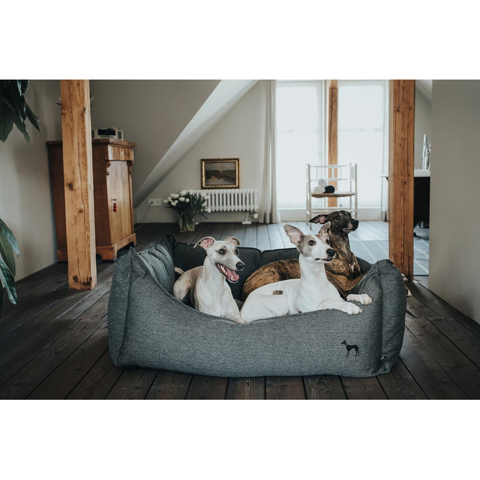 Софа для собак HUNTER Livingston, ліжко для собак, класична модель, тканина, сірий антрацит, 60x43x16 см