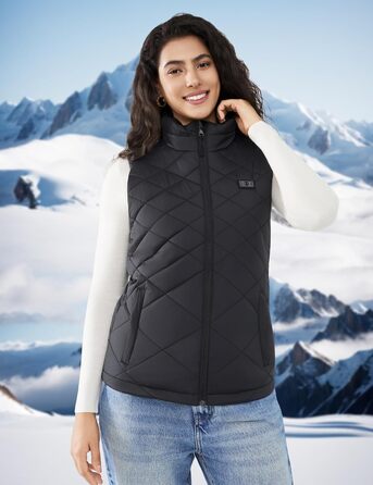 Електрична гріюча жилетка для жінок, 18400mAh, 7.4V, тепла степна жилетка на зиму, чорна (M)