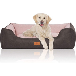 Knuffelwuff 14096-006 Dog Bed, Dog Basket, Dog Sofa, Dog Cushion, Dog Basket Cover Washable Tunnel XL (Black-Pink, L 105 x W 75 x H 25 cm)