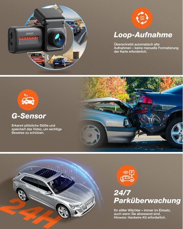 iZEEKER 4K Автомобільний відеореєстратор (Dashcam) з Wi-Fi, 32GB SD-карткою, двоканальний запис 4K+1080P, IPS-дисплей 2.99', Нічне бачення, G-сенсор, Запис по колу, Паркувальний режим 24/7