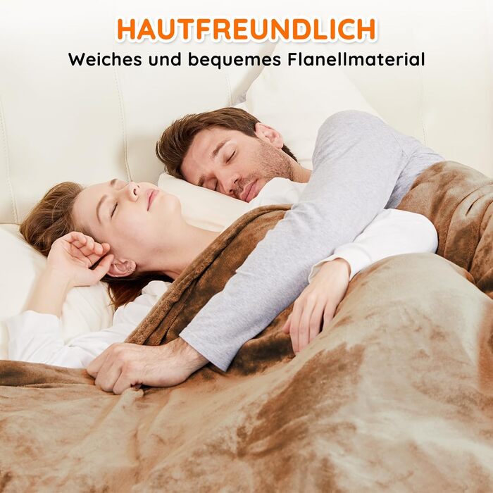 Електрична ковдра Mia&Coco з автовимкненням, 10 режимів нагріву, таймер до 9 годин, захист від перегріву, фланель, 200x180 см, бежева