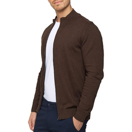 Кардиган чоловічий Indicode з трикотажу з бавовни (80%), з високим коміром, колір: темно-коричневий мікс