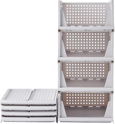 RMAN 4-Piece Closet Organizer Stackable Folding Closet Organizer for Drawers, Closet Organizer, Storage Boxes, Kitchen, Bathroom