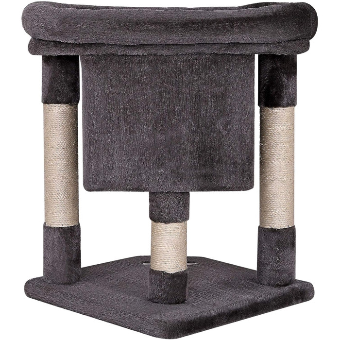 Lionto Scratching Post for Cats with Cave & 2 Plush Balls incl. Bell, Height 60 cm, Cat Tree with Robust Sisal Rope & Soft Plush, Cozy Lying Area, for Small & Large Cats (Dark Grey)