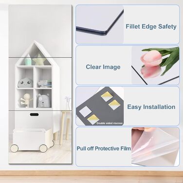 Самоклеючі дзеркальні панелі Augshy 50x60 см (4 шт.) - гнучкі, акрилові, для декору стін