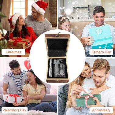 Набір склянок для віскі Ghazpmuk, набір кам'яних кульок для віскі, подарунок для чоловіка, набір для віскі з 4 кульками, 1 склянка, щипці для льоду, підставки, оксамитовий мішечок, для дня народження, на День батька