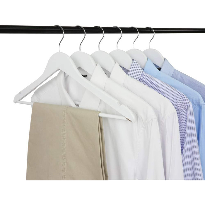 Дерев'яні вішалки для одягу з виступами для спідниць та штанів, 360° обертання, 20 шт. (білі)