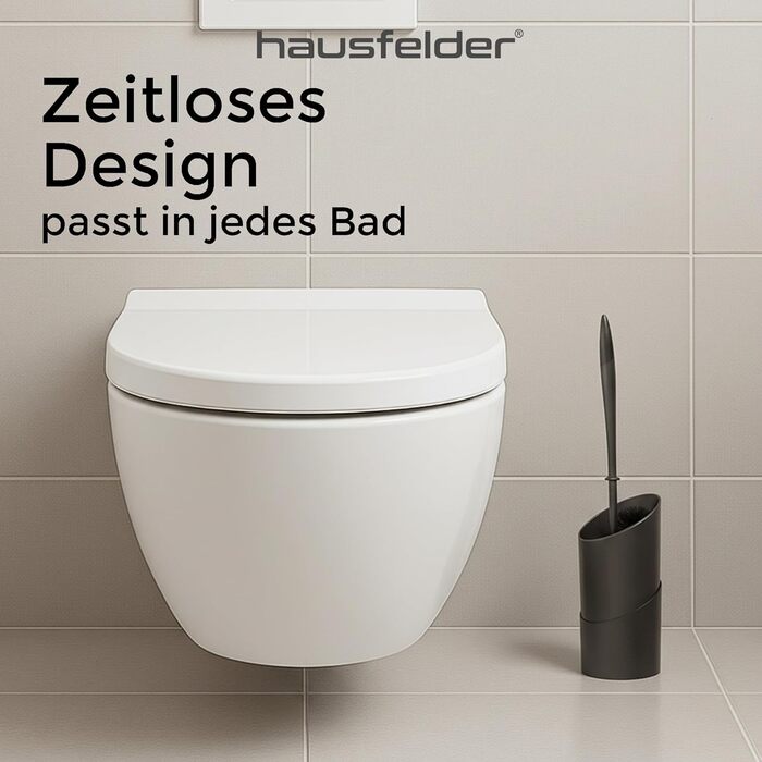 Торгова щітка для унітазу Hausfelder з очищувачем краю, чорна – щітка для прибирання під обідком унітазу з тримачем та 2 запасними щітками, стабільний набір для унітазу з щіткою для краю