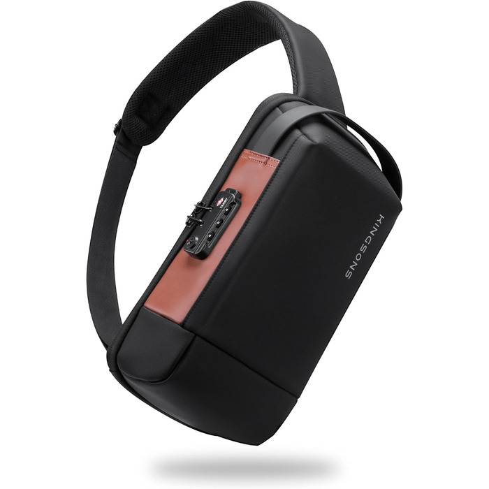 Чоловіча/Жіноча нагрудна сумка Kingsons Anti-theif з замком, маленька кросбоді, для подорожей, спорту, велотуризму, повсякденного використання (чорний/коричневий)