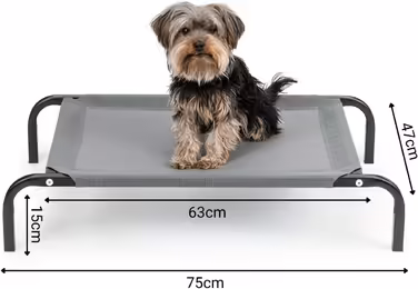Dog bed made of Textilene fabric, (L) 100 x 76 cm, (L 75 x W 47 x H 15 cm, Grey)