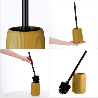 KADAX Bathroom Accessories Set, Modern Bathroom Accessories, Ceramic Bathroom Accessories, Bathroom Accessories (White: Toothbrush Holder, Soap Dispenser, Toilet Brush) (Yellow: Soap Dispenser, Toilet Brush, 2)
