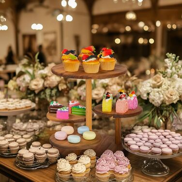 Дерев'яний етажерка/стійка для тортів та капкейків E-ROOM TREND | 4 яруси | для вечірок, дня народження, дитячого свята