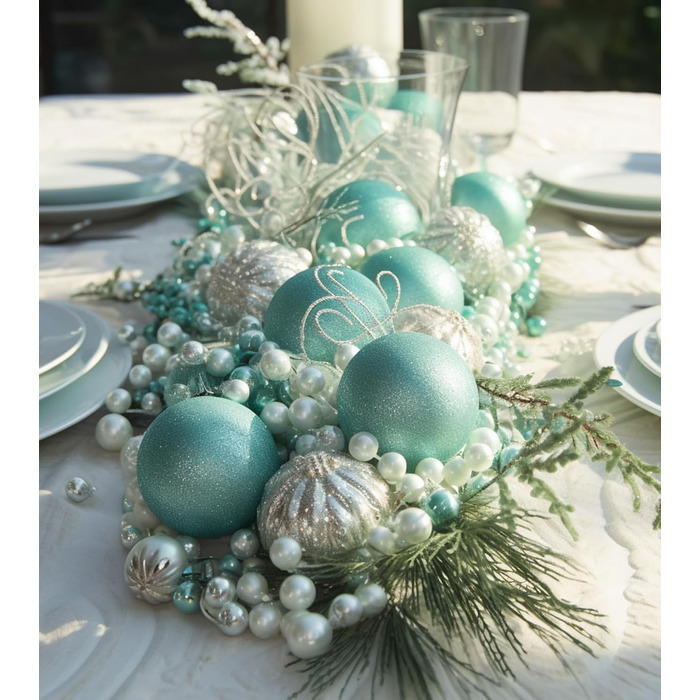 36 блакитних новорічних кулі для прикраси ялинки, 6 см, новорічний декор