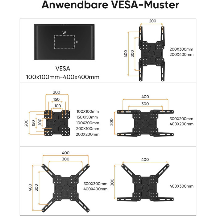 Кронштейн для телевізора FORGING MOUNT поворотний 26-65 дюймів, VESA 400x400, до 35 кг, подовжений 1035 мм