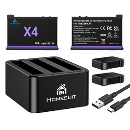 Акумулятор Insta360 X5 2 шт. 2850mAh + LED зарядний пристрій + Micro SD картридер (2x акумулятор X4, 1x LED зарядний комплект)