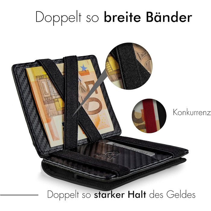 WEST - Magic Wallet (Classic) with large coin compartment - including elegant gift box - wallet with coin pocket - The perfect companion for on the go - RFID protection (Carbon)