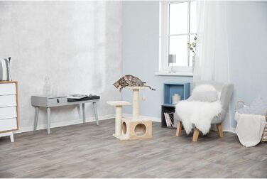 Дряпка для котів TRIXIE, 82.7 см, з обмотаним джутовим стовпом та великою печерею та іграшкою, колір бежевий