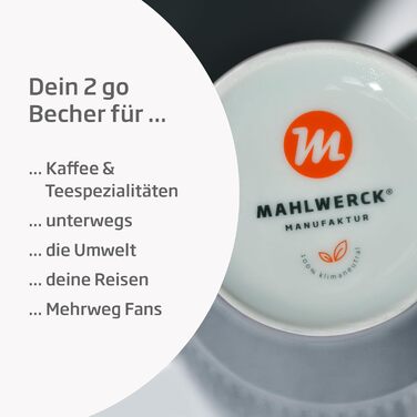 Mahlwerck Coffee-to-go Cup, Porcelain Coffee-to-go Cup with Leak-Proof Lid, Concrete Design, Grey, 400ml, 1 Piece (1-Pack), Concrete