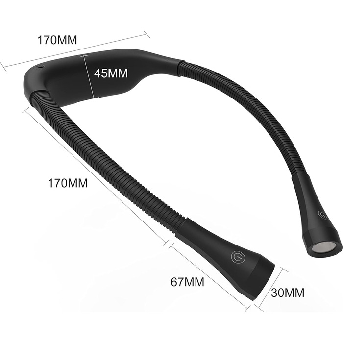 Ліхтарик для читання LED USB акумуляторний, диммер 3 режими, для рукоділля, ремонту, шиття, майстерні, риболовлі (Чорний, 2000mAh)