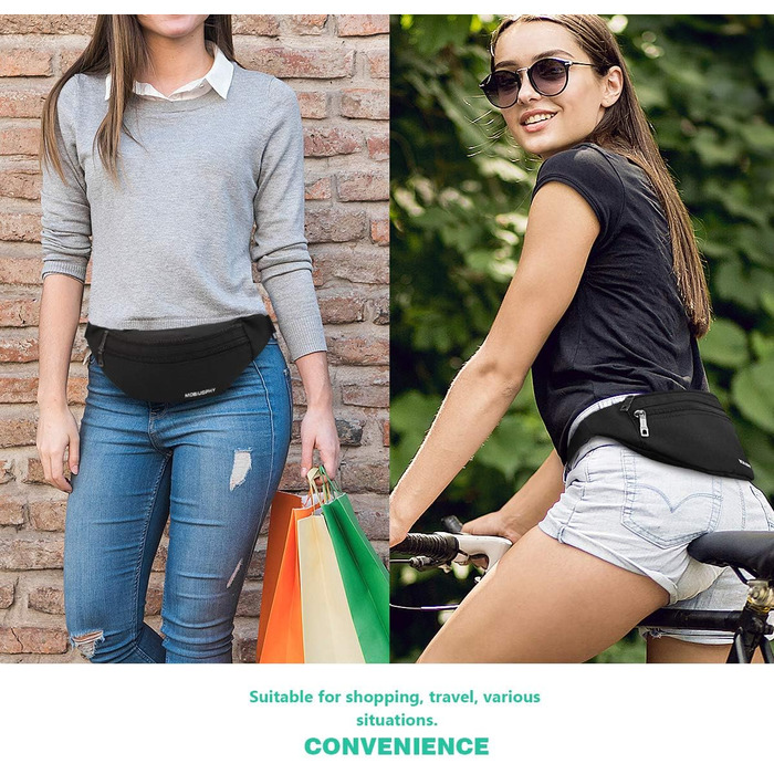 Поясна сумка на пояс для жінок та чоловіків, спортивна, для бігу, чорна