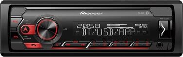 Автомагнітола Pioneer MVH-S320BT 1DIN з Bluetooth, USB, AUX, RDS, німецьке меню, чорна/червона, напівглибока установка, Smart Sync, гучний зв'язок