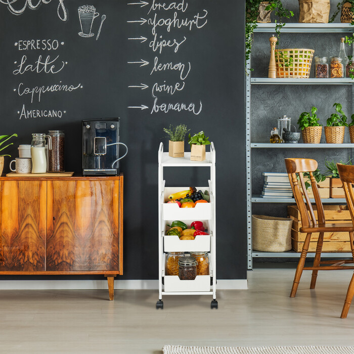 Relaxdays rolling cart with 3 tiers and a storage shelf