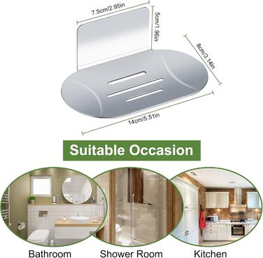 Підставка для мила на стіну без свердління, нержавіюча сталь, HONZUEN | Мильниця для ванної кімнати та кухні