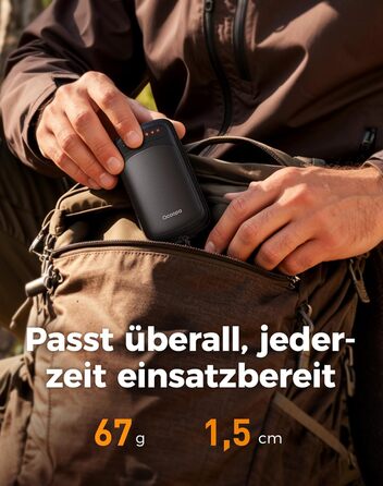 Електричний грієчка OCOOPA DuoHeat: 8 годин роботи, 67г, для кемпінгу, полювання, подарунок чоловікам