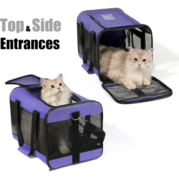 Транспортна переноска для собак та котів HITSLAM, складана, фіолетовий колір, розмір M (середній/великий), для авіаперельотів