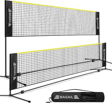 BAGAIL Portable Badminton Net Set - Adjustable Height, 4.2M, Yellow/Black - for Badminton, Tennis, Volleyball