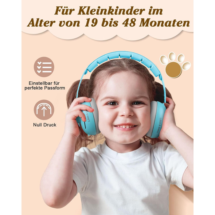Навушники для захисту від шуму Lilian&Gema для немовлят - 2 в 1, блакитні