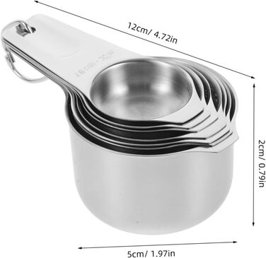 Cieeo 2-piece measuring cup and spice set. Large measuring cup, easy to use, schnapps cup, gold ladle, measuring cup for measuring, teacup, stainless steel, silver.