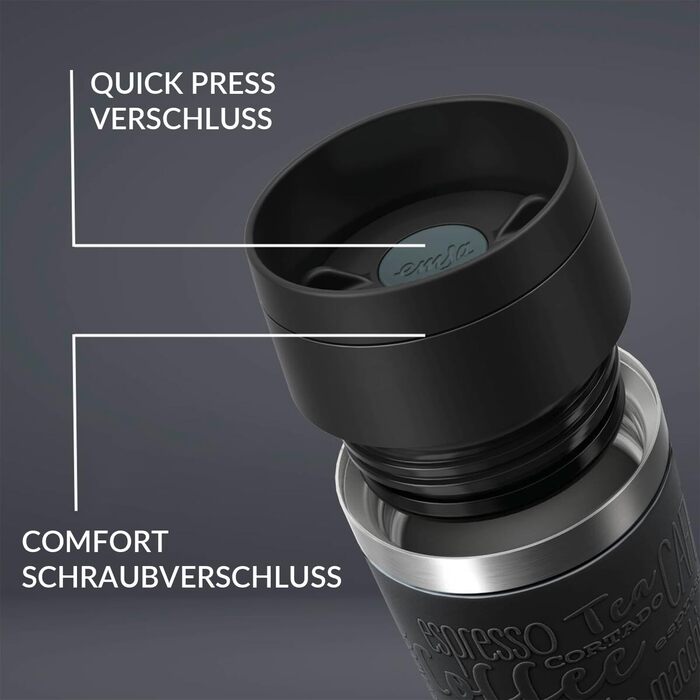 Термокружка Emsa з гравіюванням | Аквамарин | 360 мл | Термокружка для подорожей з індивідуальним дизайном | 360° клапан, зручний гвинтковий закриття | Можна мити в посудомийній машині | Зберігає тепло до 4 годин та холод до 8 годин | Кружка для кави на в