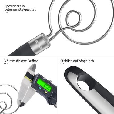 Міксер для тіста U-Taste: ручний вінчик для випічки з нержавіючої сталі 18/8, 32 см, чорний