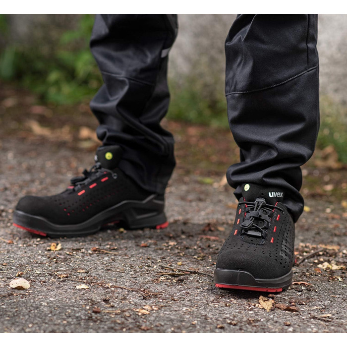 Черевики Uvex 1 Halbschuh S2 SRC: робочі черевики для жінок та чоловіків, чорно-лімоний, 51 EU