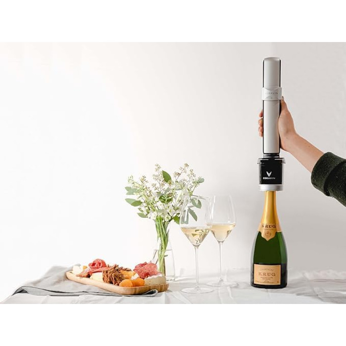 Coravin Sparkling Wine Preservation System - Preserve Sparkling Wine for 4 Weeks - Sparkling Wine Saver - with pure sparkling wine CO2 gas capsules - for Champagne and other sparkling wines