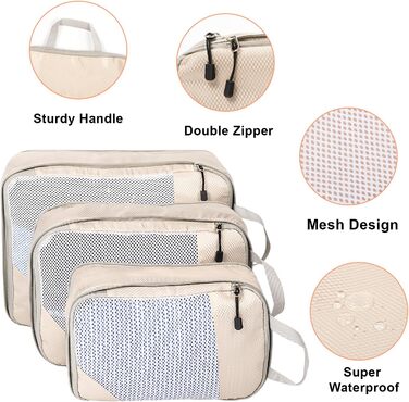 Органайзери для валізи Packing Cubes, набір 3 шт. (3 розміри) - водовідштовхуючі, для подорожей, розширювані