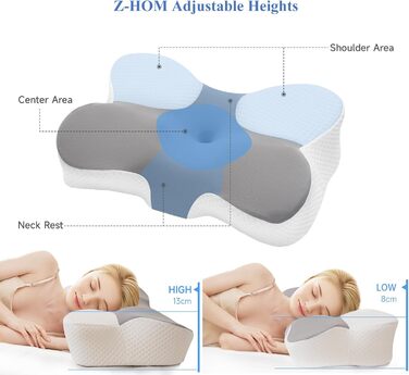 Подушка для шиї Z-hom, подушка для голови з Memory Foam, ергономічна подушка для шиї, подушка для сну на боці, спині та животі, ергономічна подушка для тих, хто спить на боці (15*15*15 см)