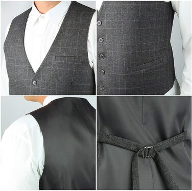 Жилет для чоловіків HISDERN з візерунком у клітинку, для весілля та офіційних заходів, бавовна, світло-сірий, 3XL