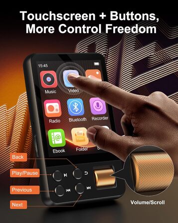 MP3 плеєр Hi-Res 64GB з Bluetooth 5.3, DSD DAC, підтримкою FLAC, 2.8