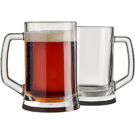 Pub Beer Glass, 500 cc, Classic Design with Handle, Dishwasher Safe, Robust Glass, Versatile for Beer, Soft Drinks, and Cocktails, 2-Piece Set