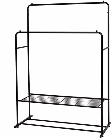 JURMERRY Freestanding Clothes Rack, Double Hanging Rail, High-Performance Metal with Shelf, Commercial Quality (Bronze)