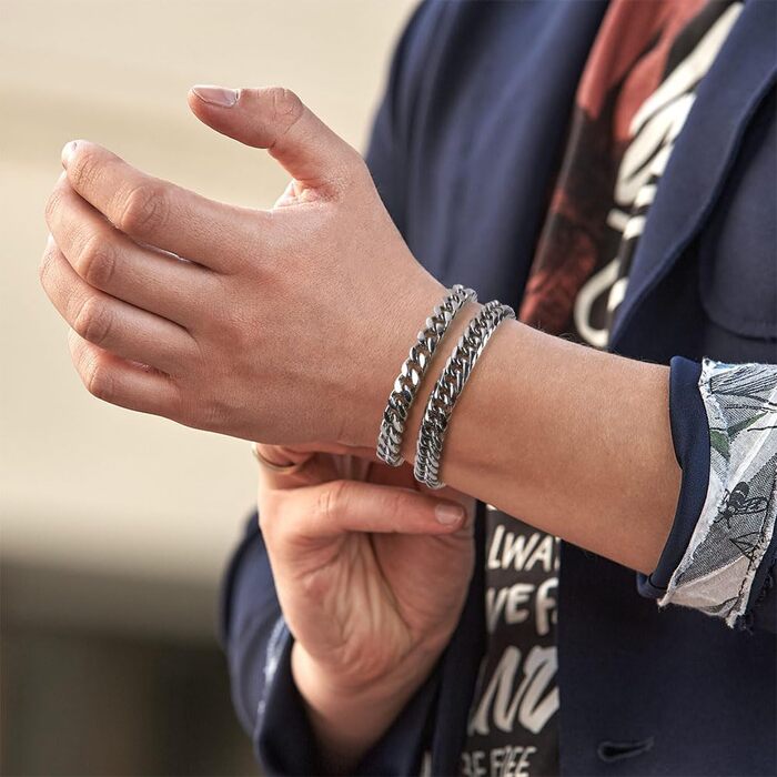 Браслет чоловічий Flintronic з нержавіючої сталі, панцерна ланцюг для чоловіків/хлопців, важкий браслет з ланцюгом, браслет у стилі хіп-хоп, мода, ювелірні вироби, 10 мм, 21 см