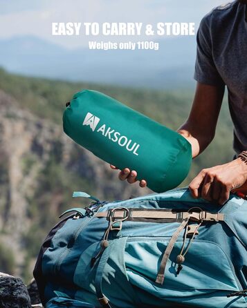 Надувний килимок для кемпінгу - самонадувний, товстий, з подушкою, для рюкзаків, трекінгу, подорожей - блакитний