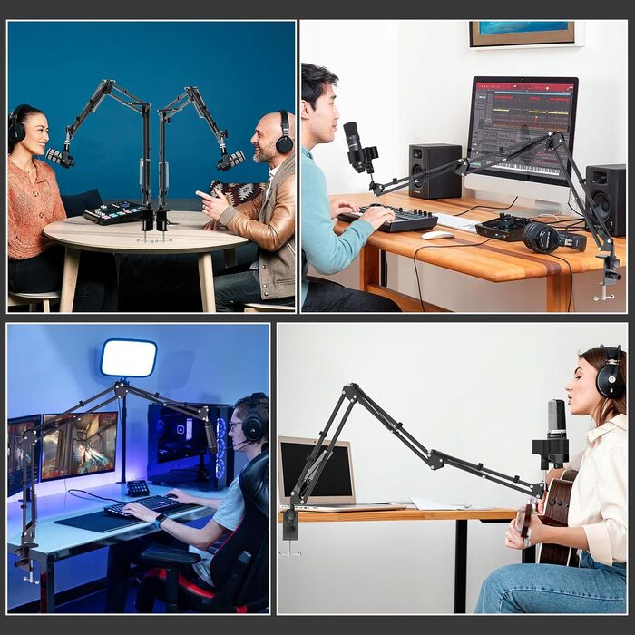 Кріплення для мікрофона на шарнірі, настільний тримач з клямкою, сумісний з 3/8' та 5/8' гвинтами, ідеально підходить для TikTok Live-трансляцій та співу