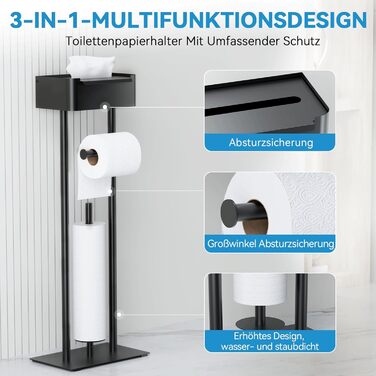 Підставка для туалетного паперу настільна з боксом для вологих серветок, чорна матова – Pro