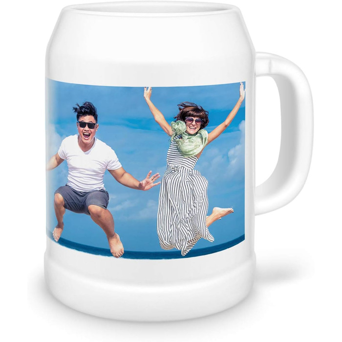 Design/Personalize your own beer stein/mug. Print with your own photo or text. Ideal for clubs, steins, mugs, tankards, or beer jugs.