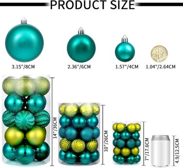 Новорічні кулі-прикраси XmasExp (8 см, м'ятно-зелені) – 20 шт. Міцні, для ялинки, декор на свята, весілля, Різдво.