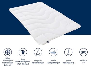 Irisette Micro Thermo 4-Season Duvet, quilted comforter with a soft microfibre cover for all seasons, 155 x 220 cm, Öko Tex certified, produced according to German quality standards. 4-Season duvet 155 x 220 cm